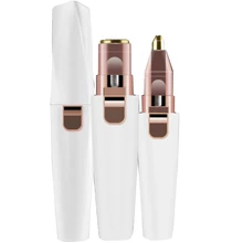 Tondeuse à sourcils électrique 2 en 1 pour femmes, rechargeable, modèle à piles, épilateur Facial indolore pour le nez  (3)