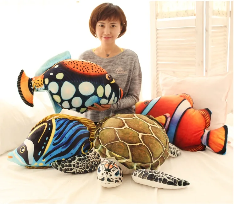 

Candice guo! cute plush toy colorful undersea world sea animal turtle fish soft stuffed pillow cushion birthday Christmas gift