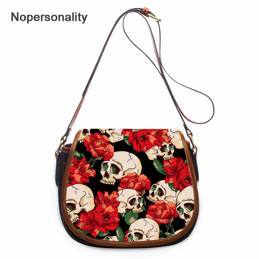 

Nopersonality Luxury Brand Saddle Bag Sugar Skull Print Women's Bag Shoulder Bag Leather Crossbody Bag Purse for Laides Bolsa