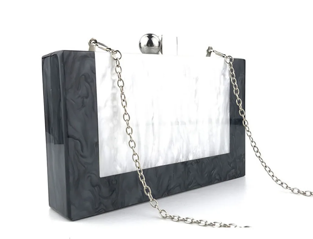 

Clear Acrylic Black Evening Bags Mini Day Clutch Purse Cocktail Dinner Handbags Fashion Female Holder