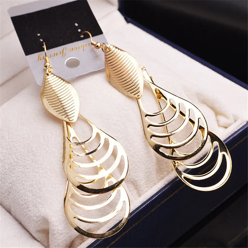 

Gold Color Long Dangle Earrings Women Fashion Indian Jewelry Hanging Tassel Drop Earings Pendientes Brincos Female Bijoux