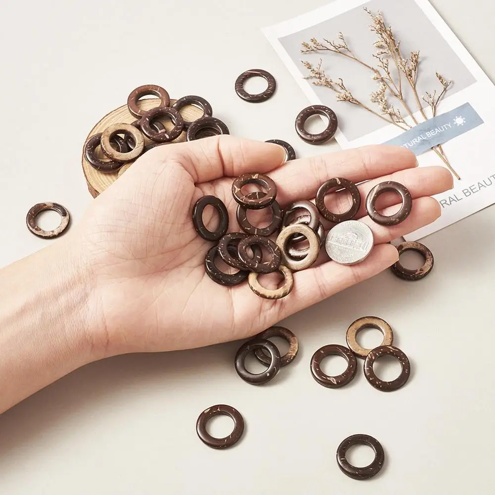 200 шт. Деревянные ювелирные изделия соединительные кольца с кокосом верблюд 20 ~ 23x2