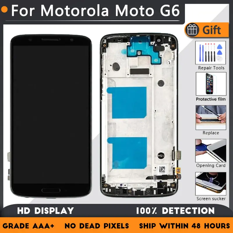 Для Motorola MOTO G6 XT1925 Оригинальный ЖК экран в сборе с передним чехлом черный