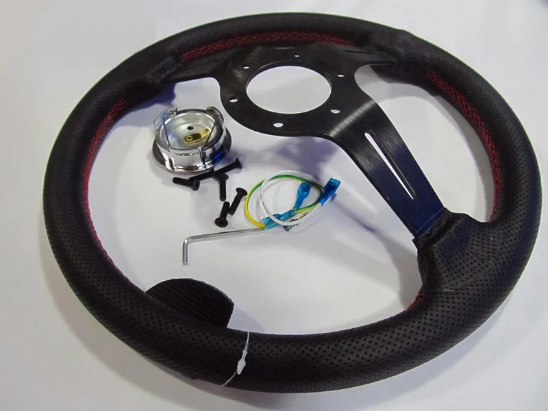 ND руль 14 &quot(350 мм) кожаный красный линейный светильник на глубокий гоночный