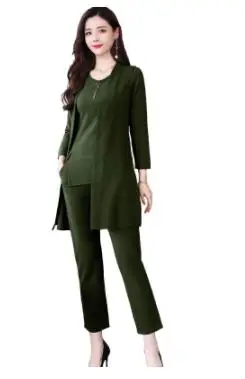 Комплект из 3 предметов женское длинное пальто футболка и брюки элегантные