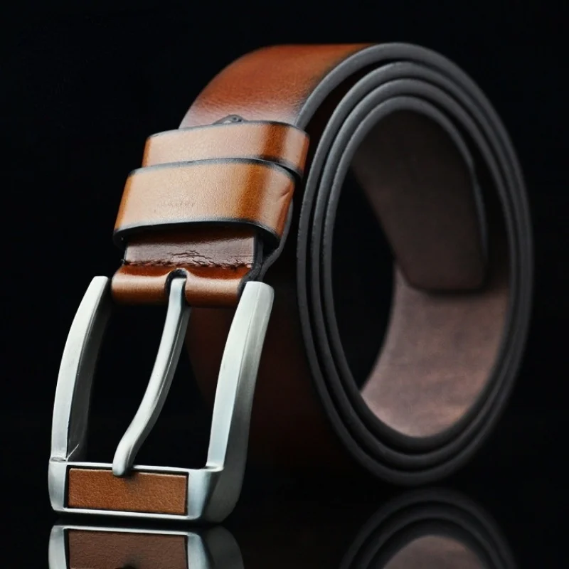 Мужской ремень из воловьей кожи с пряжкой в стиле ретро | Аксессуары для одежды