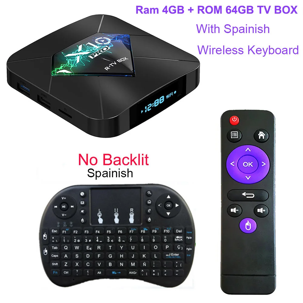 64G With SP keyboard X10 Pro Android 9,0 Smart tv BOX S905X2 DDR 4 GB 32GB 64GB 2,4G 5GHz Wifi Поддержка USB3.0 BT4.0 4K 3D Netflix Android ТВ-плеер - Цвет: 64G With SP keyboard