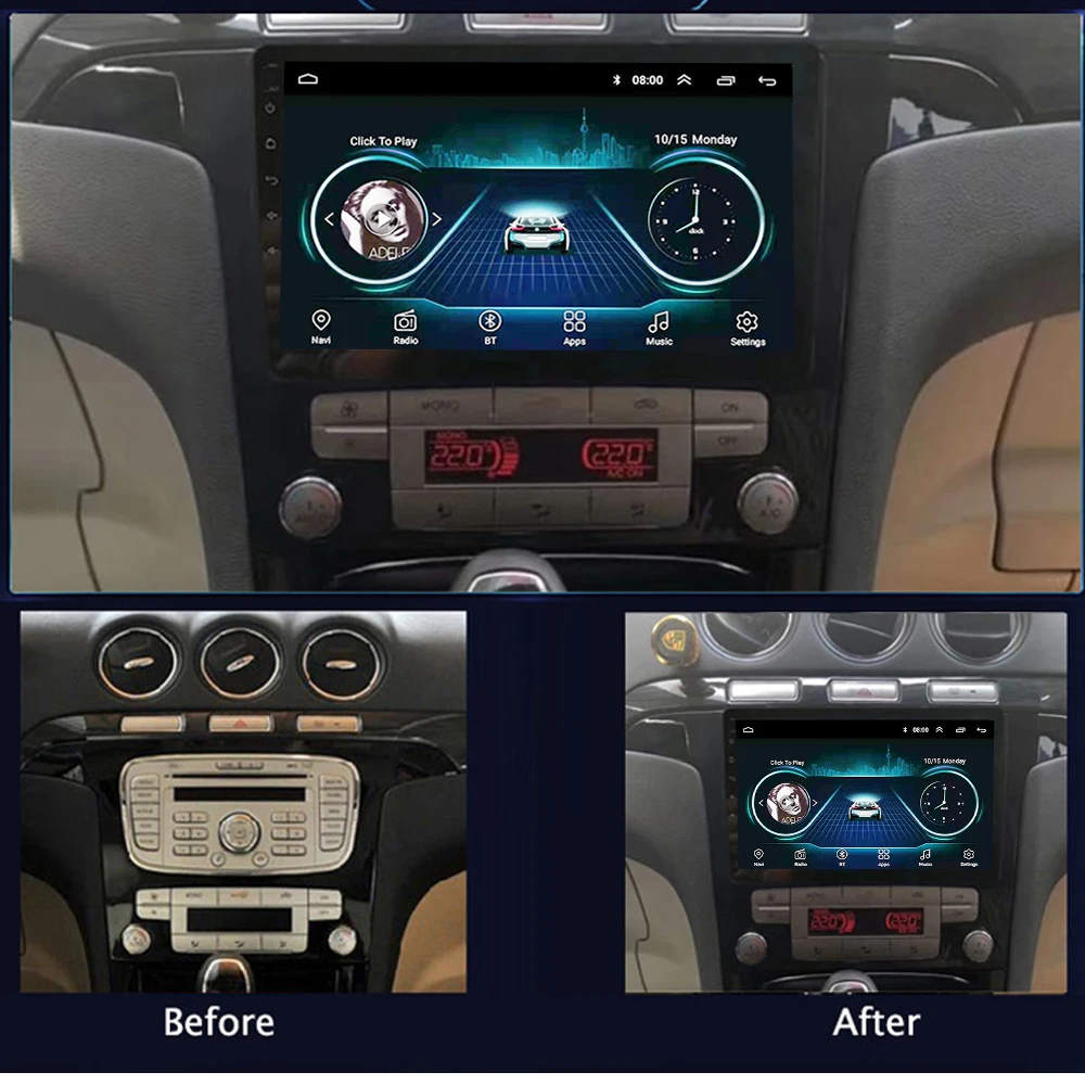 9 дюймов 2 Din Автомобильный мультимедийный плеер Android Wifi GPS навигация для Ford S Max 2007