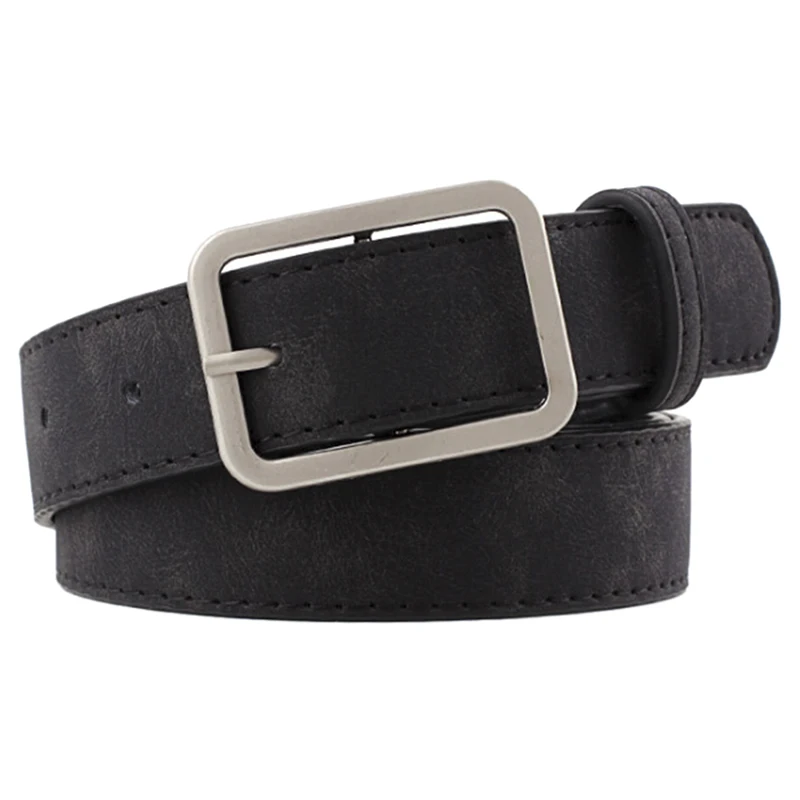 Черный красный белый широкий женский кожаный пояс винтажная квадратная пряжка