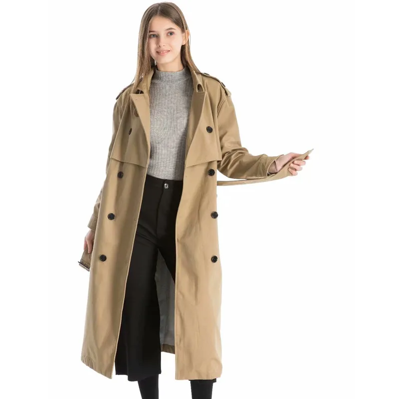 Coat Female Spring Trench Solid Color Double Breasted Outwear Fashion Sashes Office Chic Epaulet Design