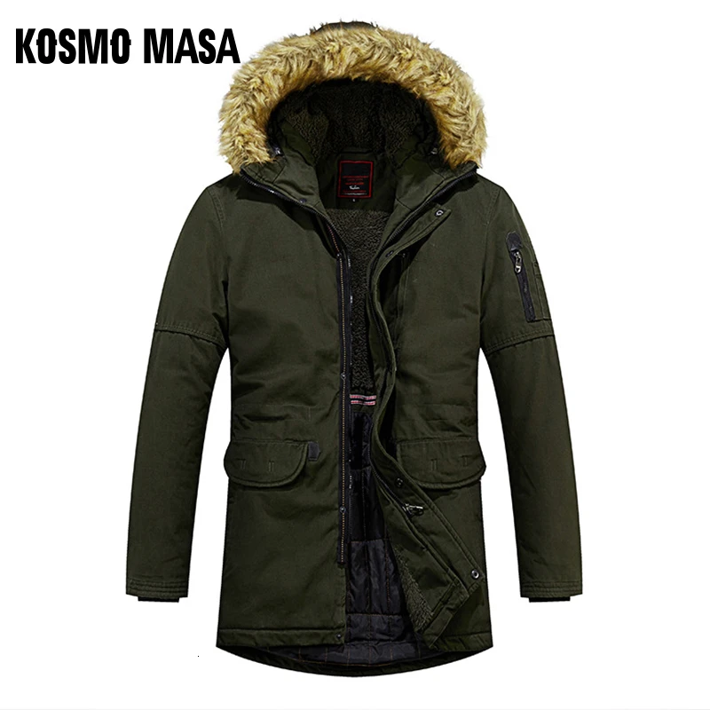 KOSMO MASA теплая Длинная зимняя мужская куртка с меховым капюшоном водонепроницаемые военные Большие размеры куртки парки, верхняя одежда толстое пальто для мужчин MP044