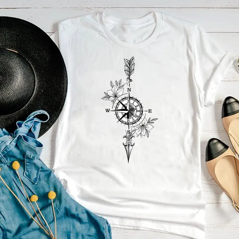 

Women Graphic Cartoon Clothing Happy Time Plane Travel Fashion Short Sleeve Summer Print Female Clothes Tops Tees Tshirt T-Shirt