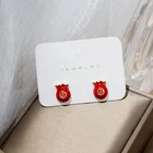 Серьги-гвоздики на удачу в китайском и новогоднем стиле для женщин, модные весенние, праздничные и праздничные серьги для девочек, ювелирные изделия