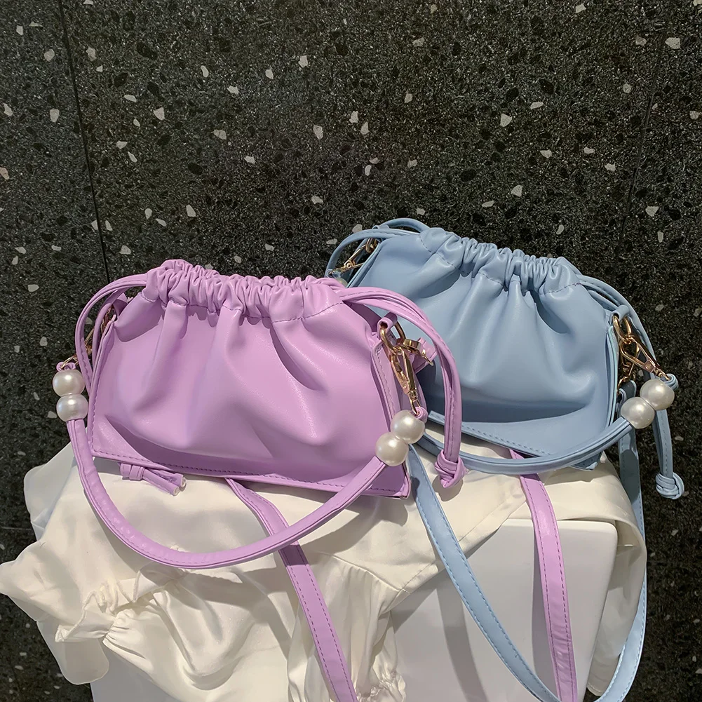 

Повседневные Сумки на шнурке через плечо, женские плиссированные сумки-тоуты из искусственной кожи в форме облака, сумка через плечо, модна...