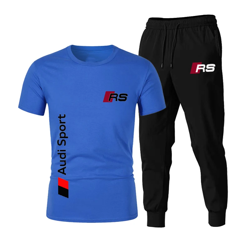 

New men's casual sportswear summer suit two-piece t-shirt brand clothing men's sports shirt sportswear