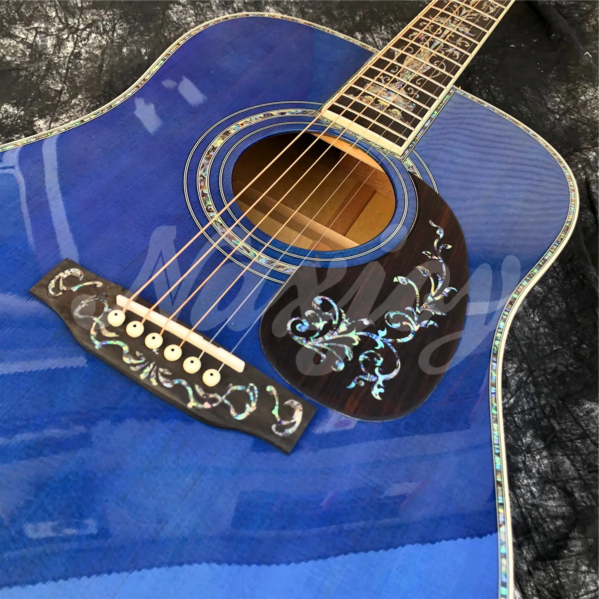 Под заказ 41 дюйм акустическая гитара в синем кленовом стиле Модель D 45 гриф из