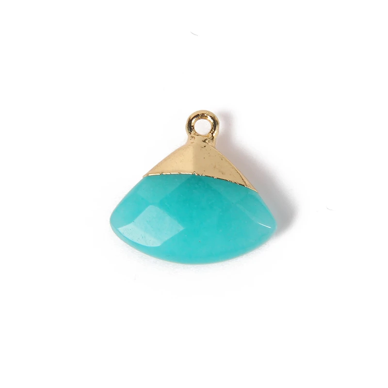 

New 2Pcs/Set Natural Stone Crystal Sector Fan Shape Pendants For Jewelry Making DIY Bracelet Necklace Charm Reiki Accessories