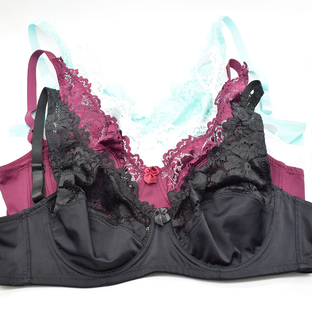 

Sexy Floral Lace Embroidery Women Brassiere Unlined Plunge Gorgeous Lingerie Underwear Large Size Bra B C D DD E F Cup BH