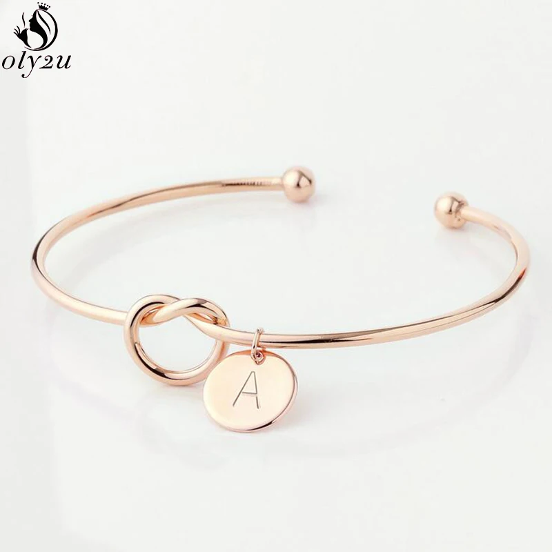 

Personalize Knot Initial Bracelets Bangles A-Z 26 Letters Initial Charm Bracelet Love Bangles for Women Jewelry Pulseiras