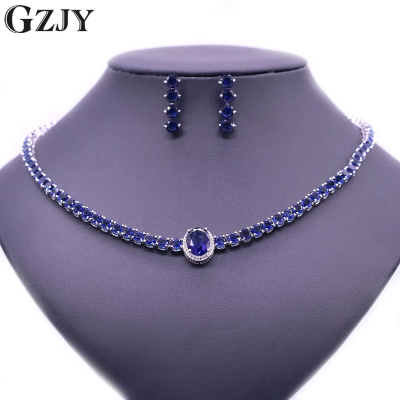 GZJY простой белый золотой цвет AAA циркон ожерелье серьги ювелирный набор для