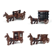 abs small particle building blocks moc middle ages carriage prison wagon educational toys for children bricks kids construction