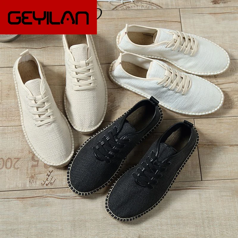 Мужская обувь из пеньковой ткани черные кроссовки без шнуровки весна-лето 2019 |