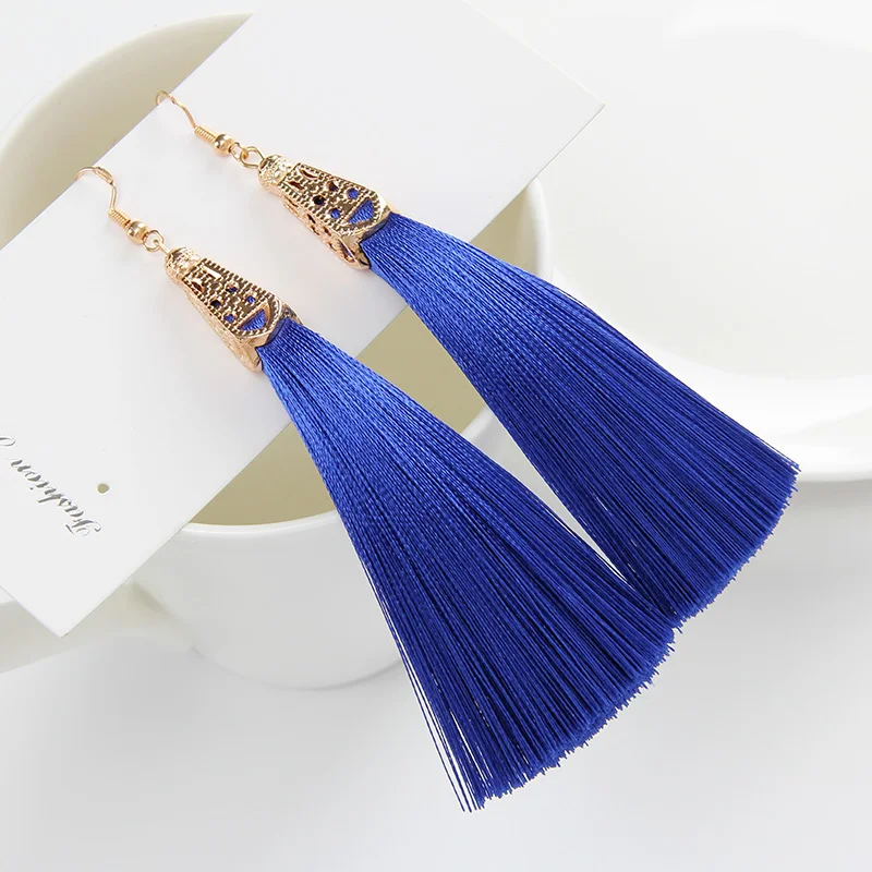 2019 Новые висячие серьги богемные с кисточками длинные подвеска национальные