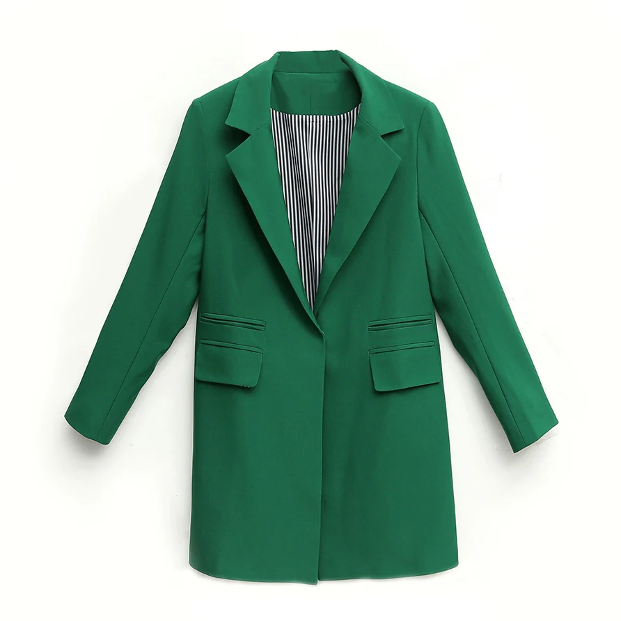 Spring Autumn Women Long Blazers Jackets High Quality Notched Jacket Blazer Suits Office Lady Casual Suit Plus Size 2020 | Женская
