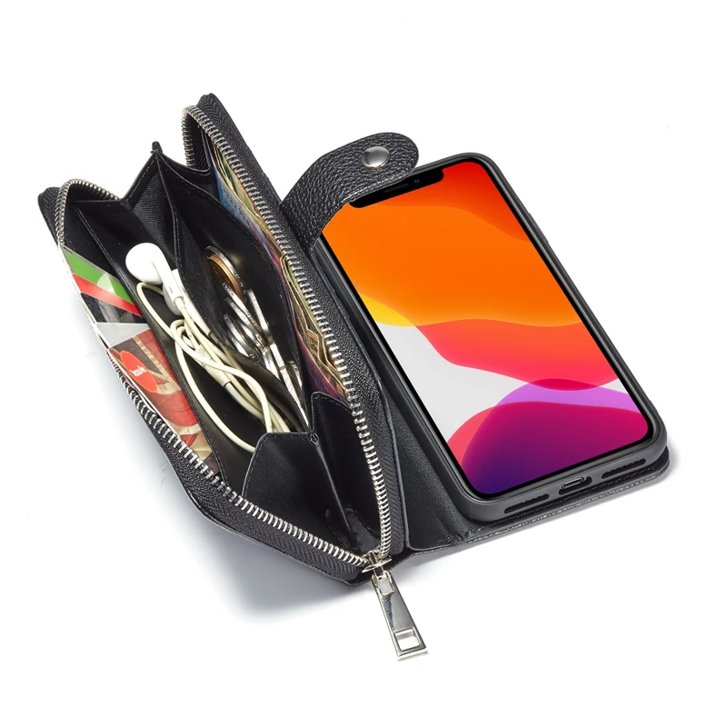Для iPhone 11 pro max Роскошный кошелек на молнии кожаный чехол для iPhone 5S 6 6S 7 8 Plus X XR XS Max чехол с откидной крышкой