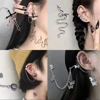 fashion retro titanium steel cross earrings butterfly ear clips hip hop series stud earrings for men and women