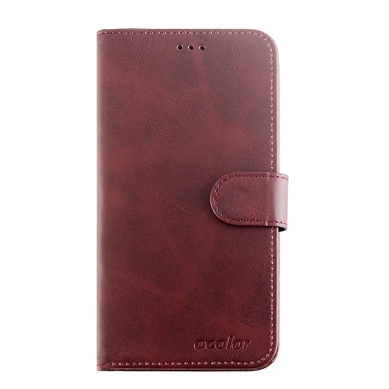Red Brown Кожаный чехол ocolor для UMI Umidigi power, кредитный держатель для карт, кошелек, сумка+ силиконовый чехол для UMI Umidigi power Filp, чехол из искусственной кожи - Цвет: Red Brown