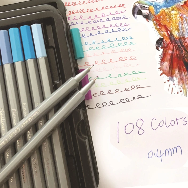 

108 Fineliner Pens Colored Fine Tip Markers 0.4 mm Fine Point Pens Felt Tip Pens
