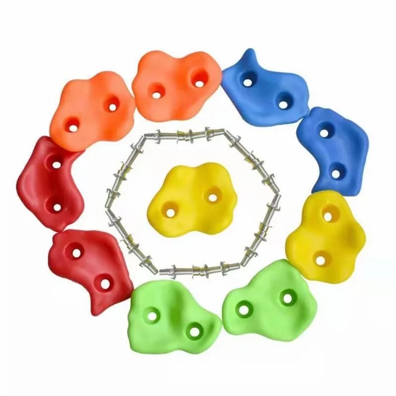 

10Pcs Children Rock Climbing Wall Holds Children Wood Wall Climbing Stones Toys Child Playground Game Hand Feet Hold Grip Kit