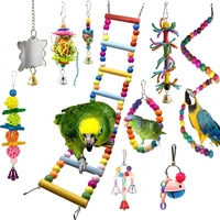 chewing bite bridgebell perch toys pet supplies parrot cage new safe with wooden beads 10pcs durable wood 10 pcs 10 piece