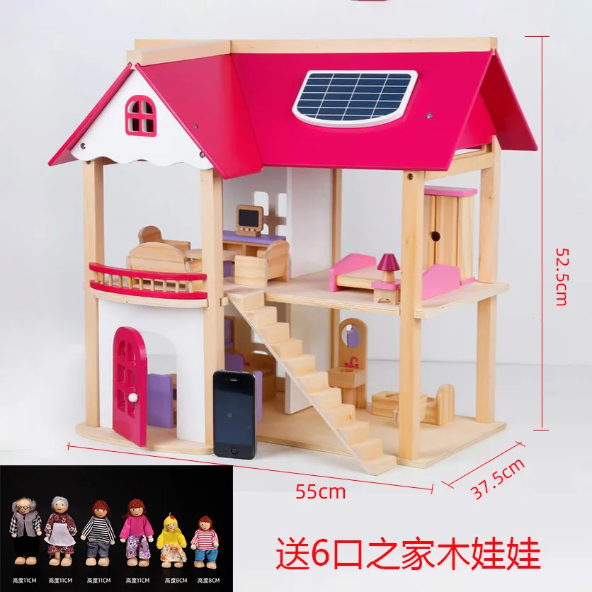 Маленький деревянный миниатюрный кукольный домик набор миниатюрных розовых