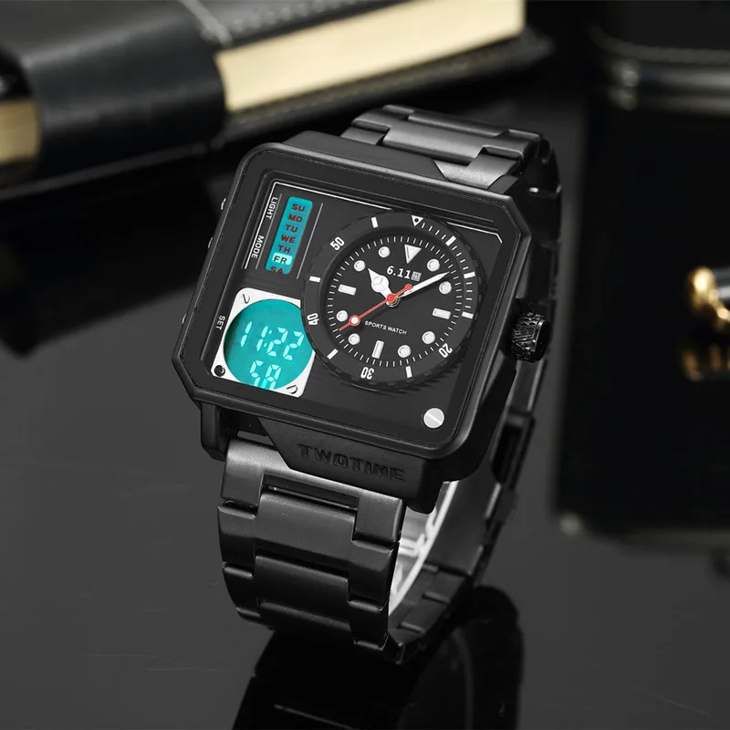 Часы со стальным ремешком золотые часы многофункциональные спортивные с