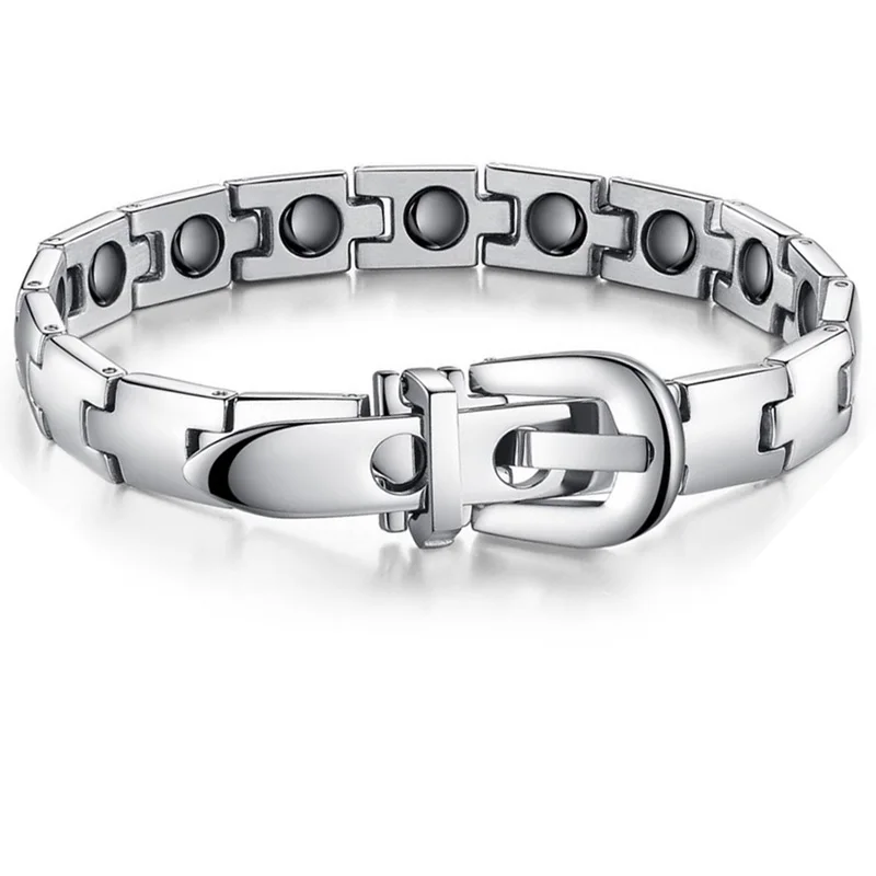 Магнитный браслет для женщин и мужчин из нержавеющей стали серебристого цвета |