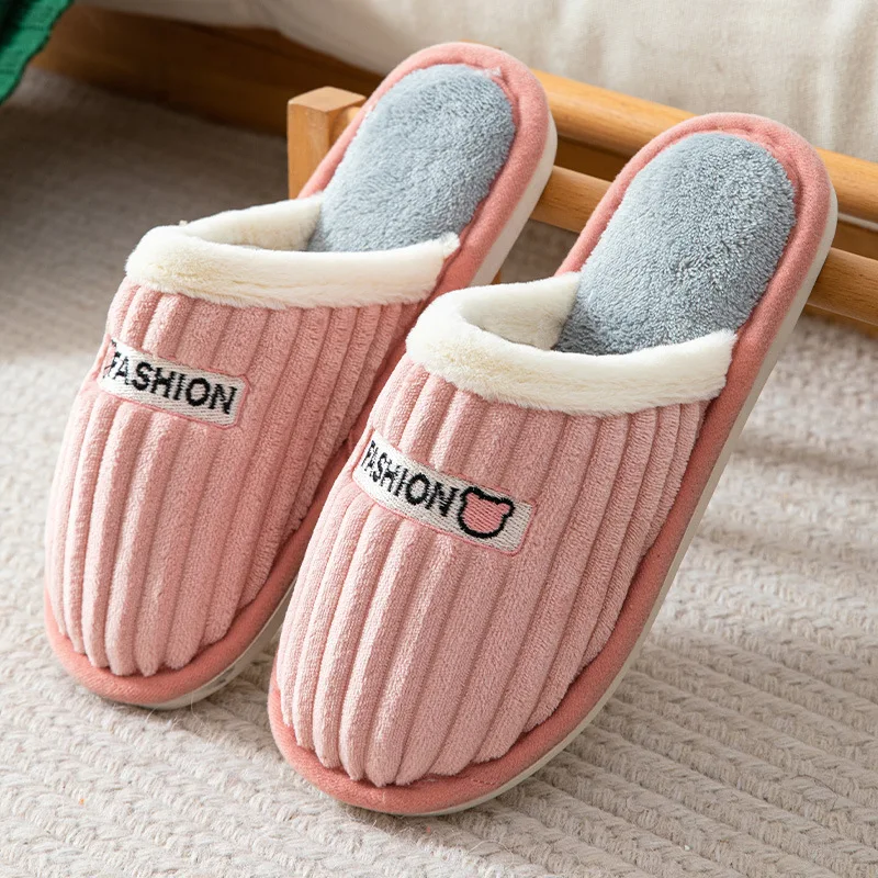 

Autumn and winter new household cotton slippers female cartoon couple plush home slippers indoor plush cotton slippers male
