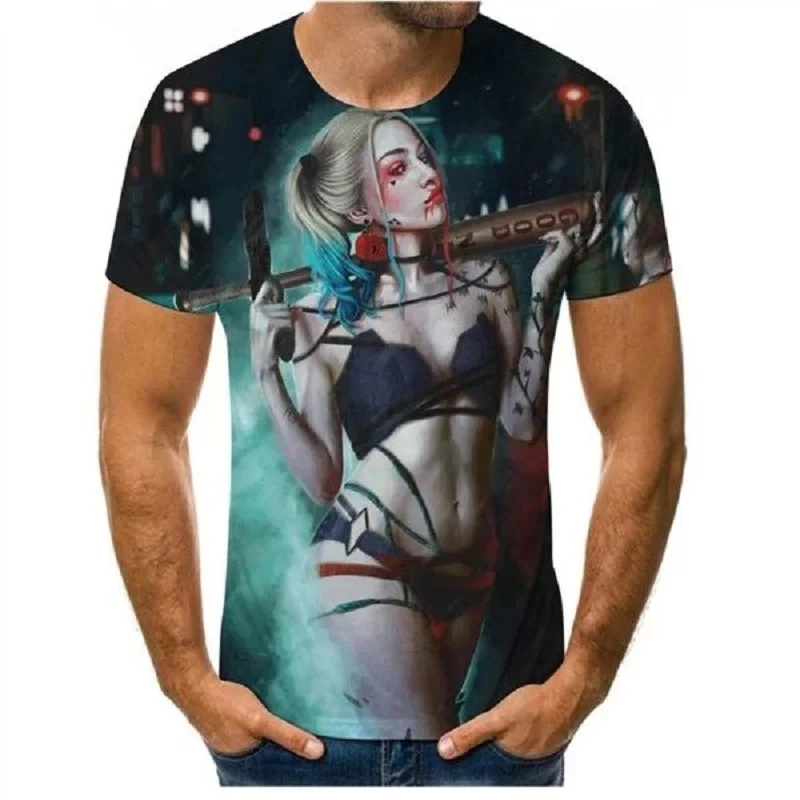 

Мужская и женская футболка с 3D-принтом, футболка оверсайз с коротким рукавом в стиле панк, лето 2021
