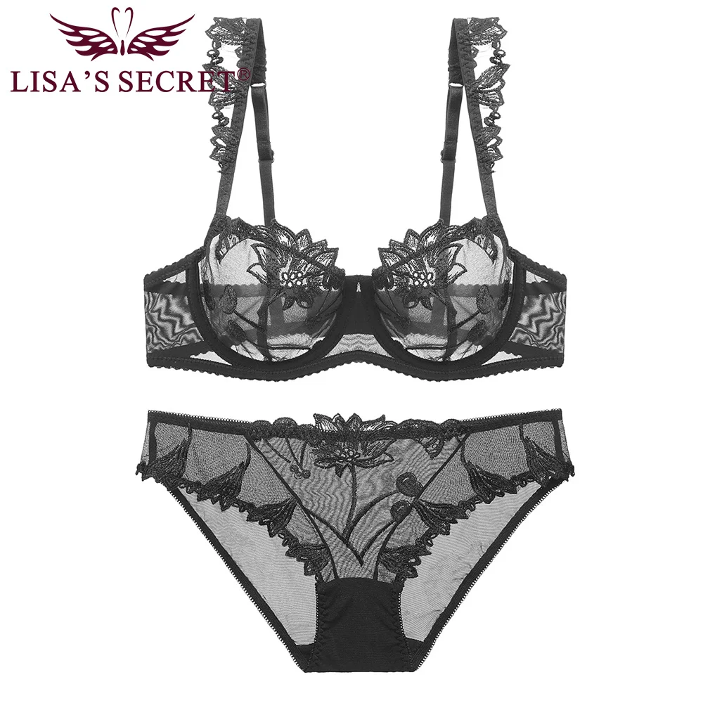 Прозрачный сексуальный комплект бюстгальтеров Модный цветочный кружевной с