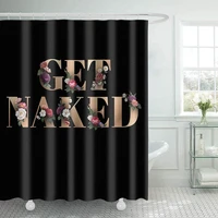funny cute get naked shower curtain elegant floral font luxury modern bath curtains with hooks bathroom waterproof polyester
