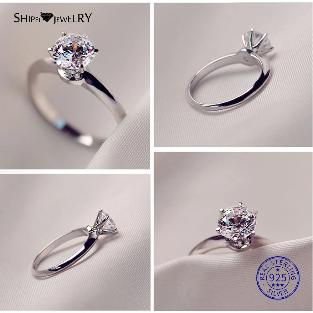 Shipei 1.4ct созданное Moissanite кольцо для женщин 100% Серебро 925 пробы драгоценный камень