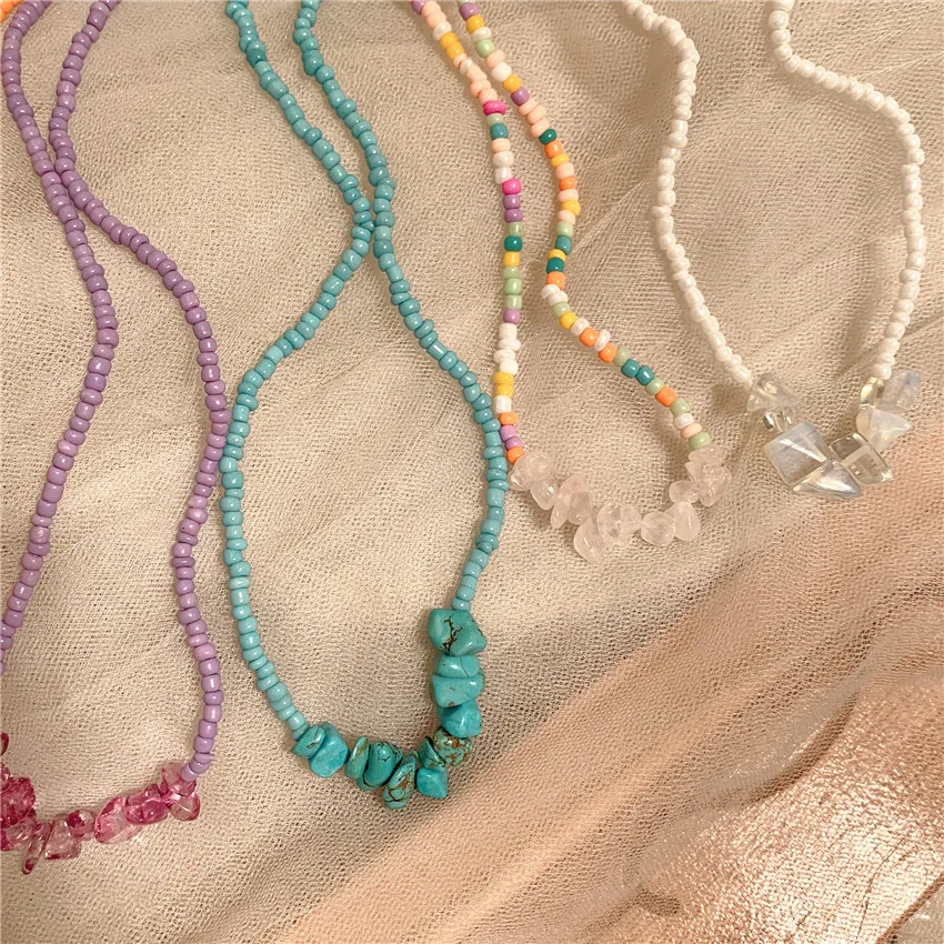 2021 Korean Irregular Beads Choker Necklace Simple Handmade Colorful Chocker | Украшения и аксессуары