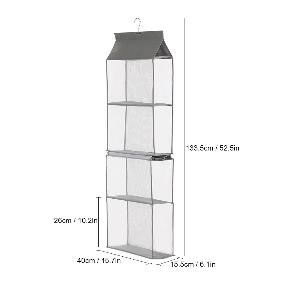 

New 4 Pocket Hanging Handbag Organizer Non-woven Detachable Closet Bags for Wardrobe Closet Transparent Storage Bag