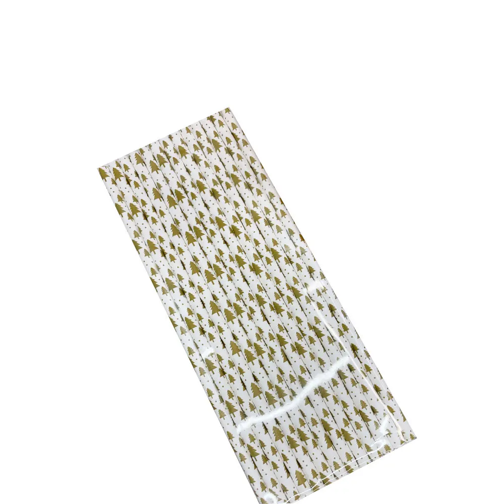 

10pcs Environmental Protection Disposable Paper Straws Creative Christmas Series For Home 2020 Xmas New Year Party Supplies
