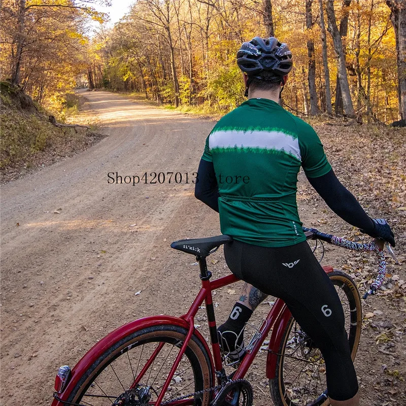 2019 Мужская футболка с коротким рукавом для велоспорта двойная шесть зеленых