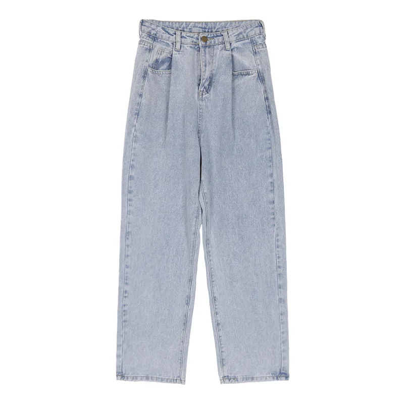

2020 Spring Blue Boyfriend Jeans for Women Mom Jeans Fashion Vintage Autumn Light Blue Cotton Loose High Waist Denim Pants