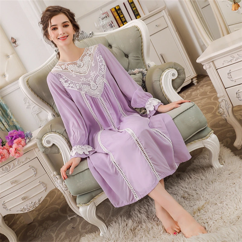 Средневековая винтажная ночная рубашка больших размеров Женская Осенняя Ночная