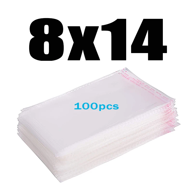 8x14CM 100pcs Прозрачный пластиковый самоклеющийся пакет целлофановые пакеты прозрачная Толстая самозапечатывающаяся маленькая упаковка герметичный полиэтиленовый пакет - Цвет: 8x14CM 100pcs