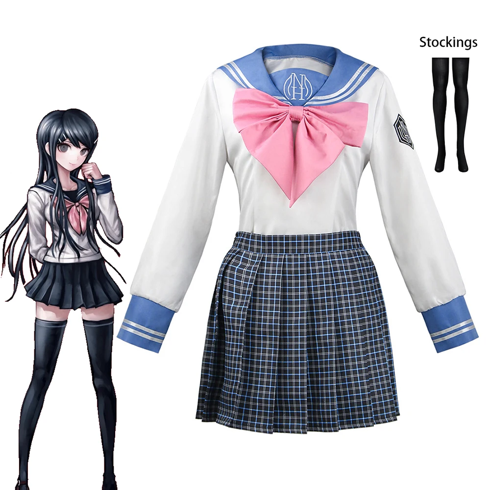 

Аниме данганронпа 2 Maizono Sayaka косплей школьная форма Девушки Женщины JK матросский костюм топ юбка чулки костюмы